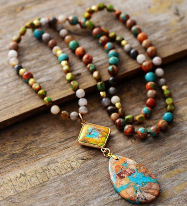 Antique Glamour Geometrci Agate Pendant Necklace-Your Soul Place